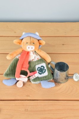 Doudou Zestaw prezentowy Pluszowa krówka Aneth z uchwytem na smoczek 19 cm