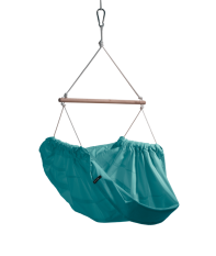 Hanging swing chair dark mint HOJDAVAK MAXI with cushion, Black rope - Indoor fabric