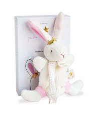 Doudou Zestaw prezentowy - Zabawka z uchwytem na smoczek króliczek 15 cm