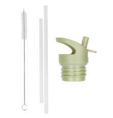 A Little Lovely Company - Bouchon, brosse et paille pour gourde en acier inoxydable - Dinosaures
