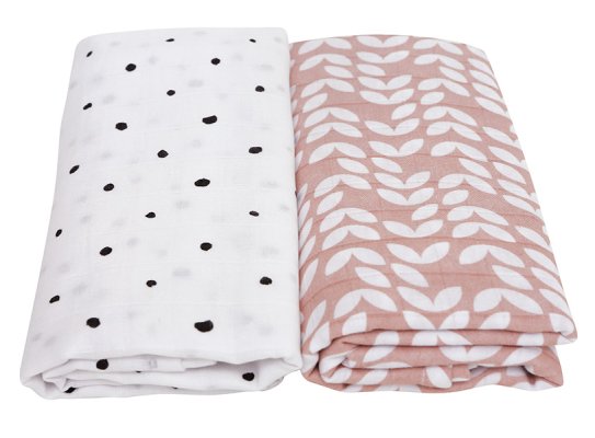 MOTHERHOOD Premium Musselindecke und Wickeltuch 2 Stück Pink Classics 100x120 cm