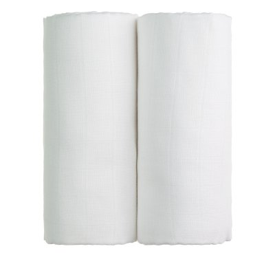 T-TOMI Handtuchstoff TETRA 100x90 cm, 2 Stück, weiß