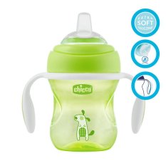 CHICCO Cană de învățare Transition cu mânere 200 ml verde 4m+