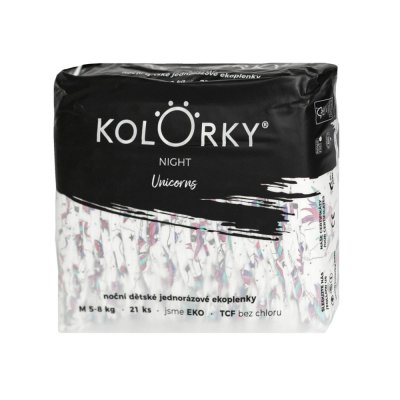 KOLORKY NIGHT Jednorazowe eko pieluszki nocne M (5-8 kg) 21 szt