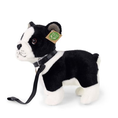 Rappa Câine de pluș Bulldog francez cu lesă în picioare 23 cm ECO-FRIENDLY