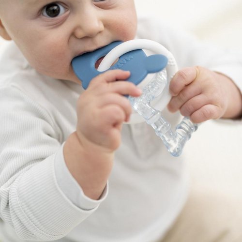 NATTOU Silicone teether with cooling part BPA-free blue mouse