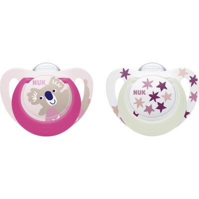 NUK Dudlík Star Day & Night (6-18 m.) 2 Stück Box Mädchen