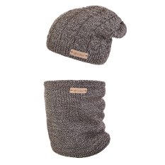 Set cappello e scaldacollo in maglia Outlast ® - bianco e nero