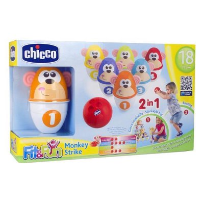 CHICCO Zabawne kręgle małpki 18m+ 6 szt