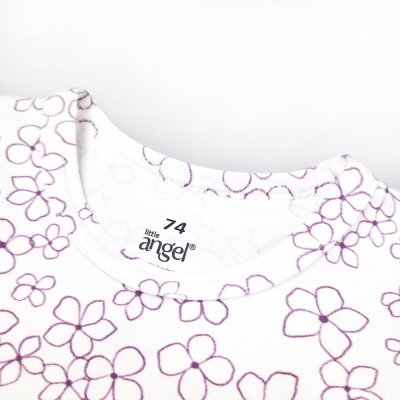 Body cienki T-shirt DRUK KR Outlast® - białe kwiatki