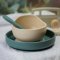 PETITE&MARS Dining set silicone TAKE&MATCH 4 pcs Desert Sand - Misty Green 6m+