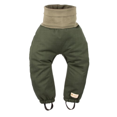 Pantaloni reglabili softshell pentru copii cu imitație blană de miel Monkey Mum® - Vânător kaki