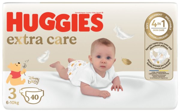 4x HUGGIES® Windeln Einweg Extra Care 3 (6-10 kg) 40 Stk