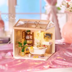 Puzzle 3D en bois RoboTime Miniature de maison de poupée Salle de bain pour filles