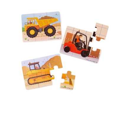 Bigjigs Toys Puzzle 3w1 Maszyny budowlane