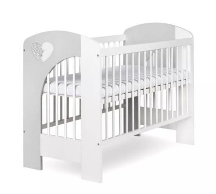 KLUPS Lit bébé NEL Heart 120 x 60 cm blanc-gris