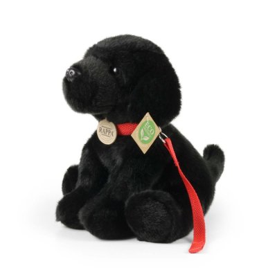 Rappa Plyschhund labrador svart med koppel 28 cm ECO-FRIENDLY