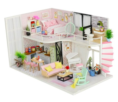 2Kids Toys miniatura da casa de bonecas Casa da melodia rosa da Anna