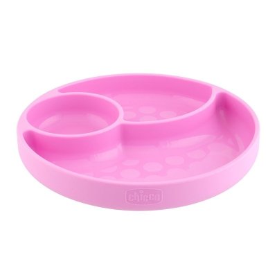 CHICCO Silikonteller, rosa 12m+