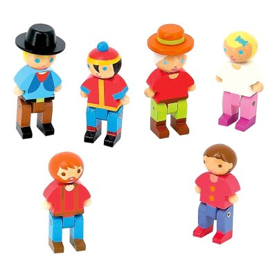 Jeujura Figurines en bois pour jeux de construction 6 pcs
