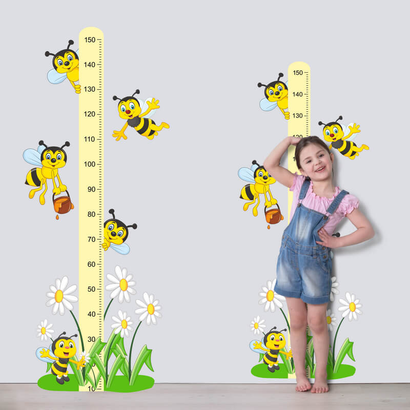 Vinilos Para Habitación Infantil - Medidor Infantil Con Abejas