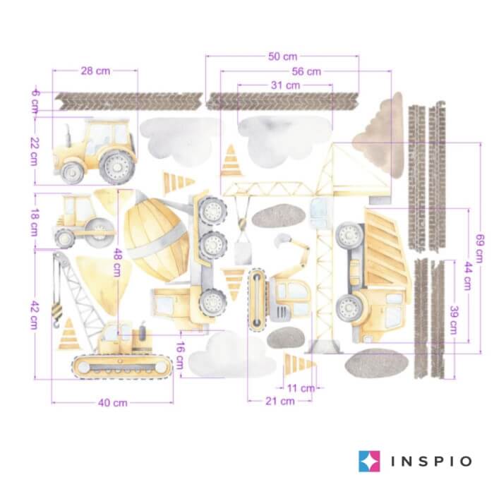 Vinilos Infantiles Para Niños - Maquinaria De Construcción