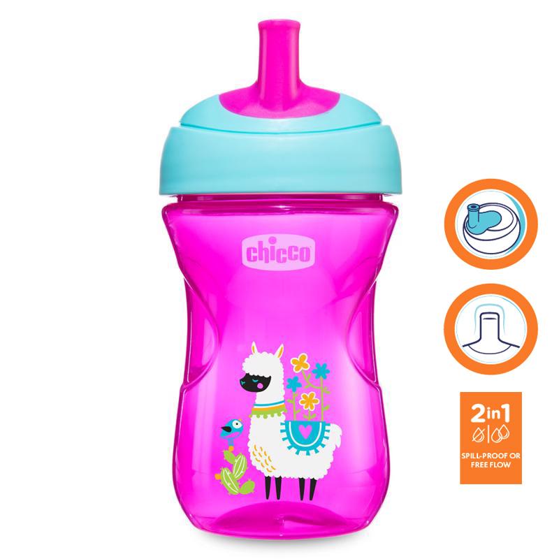 Kubek CHICCO Advanced ze słomkowym ustnikiem 266 ml różowy 12m+