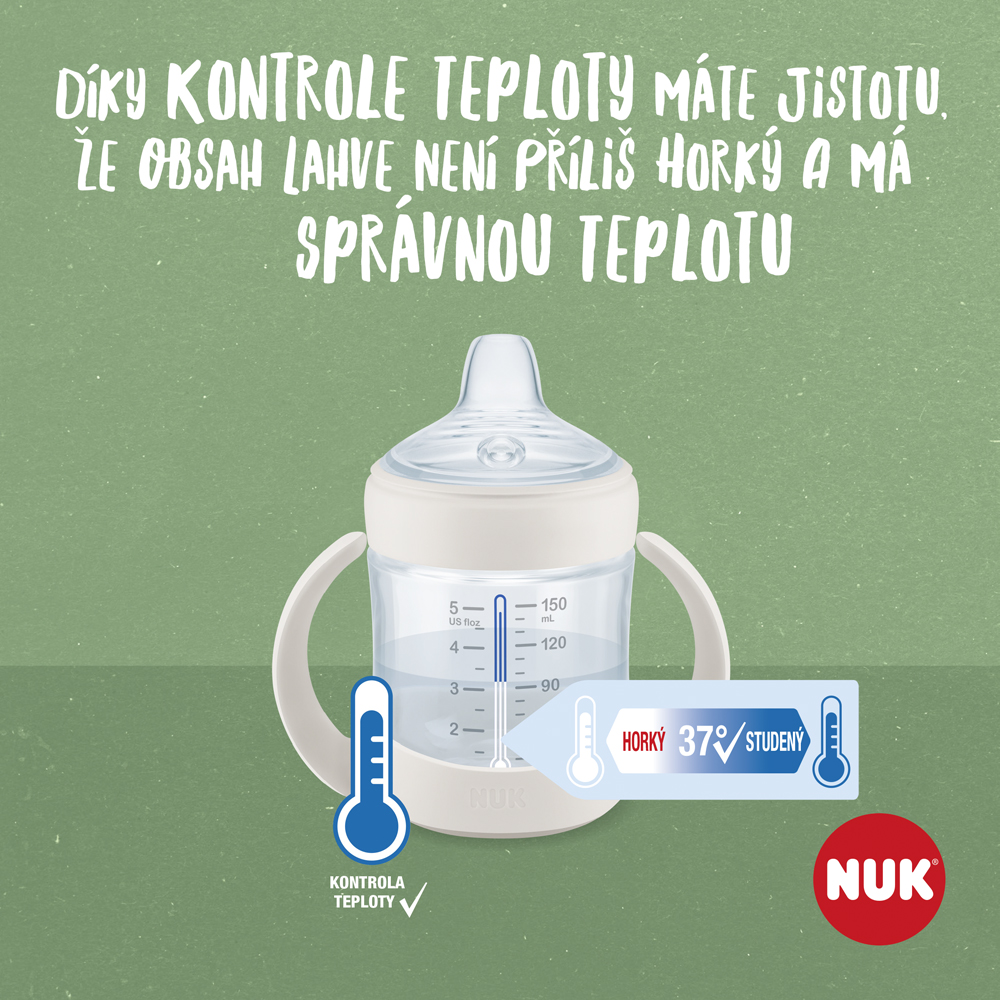 Biberon NUK For Nature Pour Apprendre Avec Contrôle De Température, Vert 150 Ml