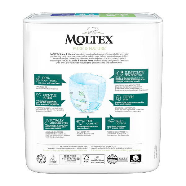 MOLTEX Pure&Nature Chiloți Scutec De Unică Folosință 4 Maxi (7-12 Kg) 22 Buc