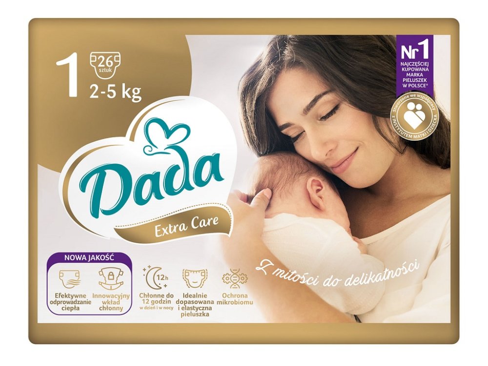 DADA Extra Care Jednokratne Pelene 1 Novorođenče (2-5 Kg) 26 Kom