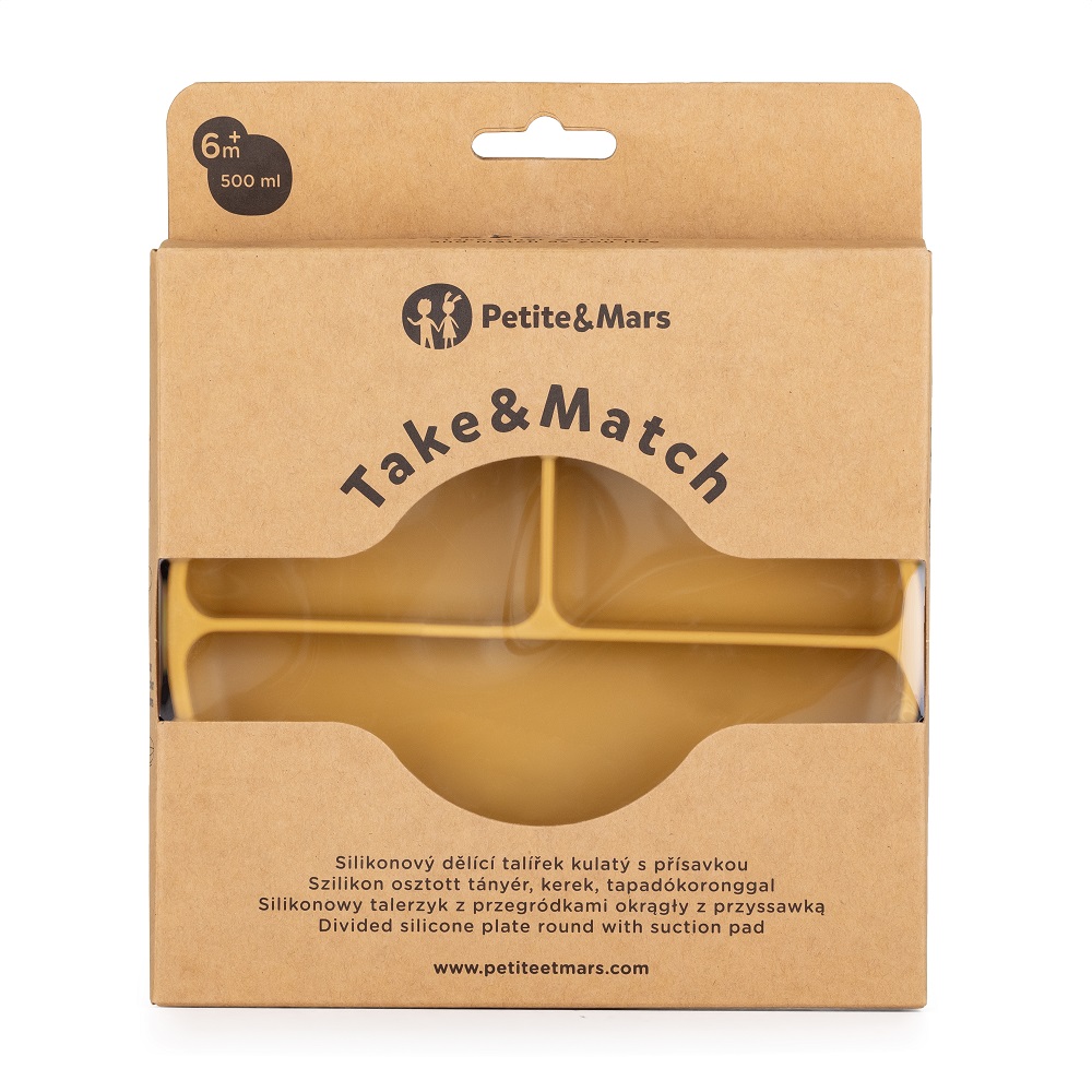 PETITE&MARS Rund Delande Platta I Silikon Take&Match Intense Ochre 6m+