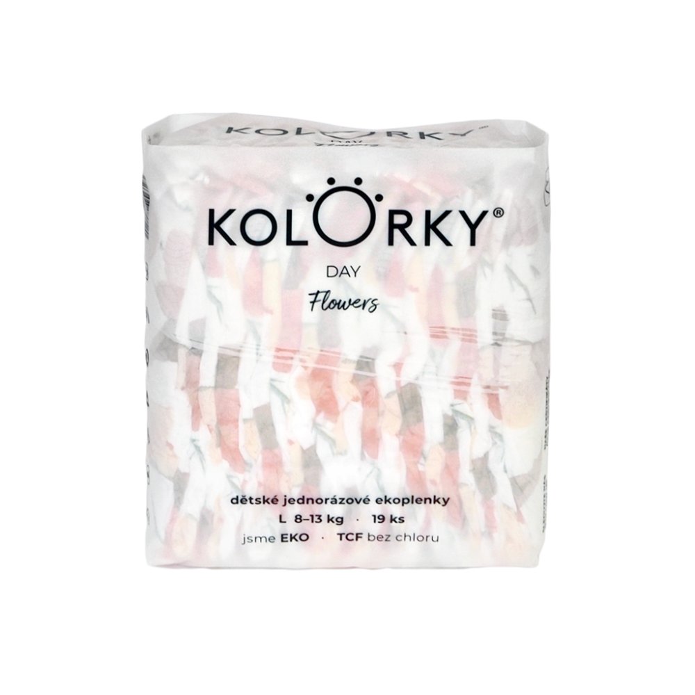 KOLORKY DAY Luiers Wegwerp Eco, Bloemen L (8-13 Kg) 19 St