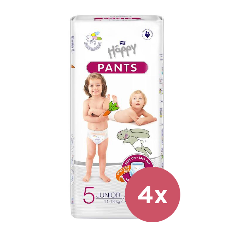 4x BELLA HAPPY Pants Nohavičky Plienkové Jednorazové 5 Junior (11-18 Kg) 40 Ks