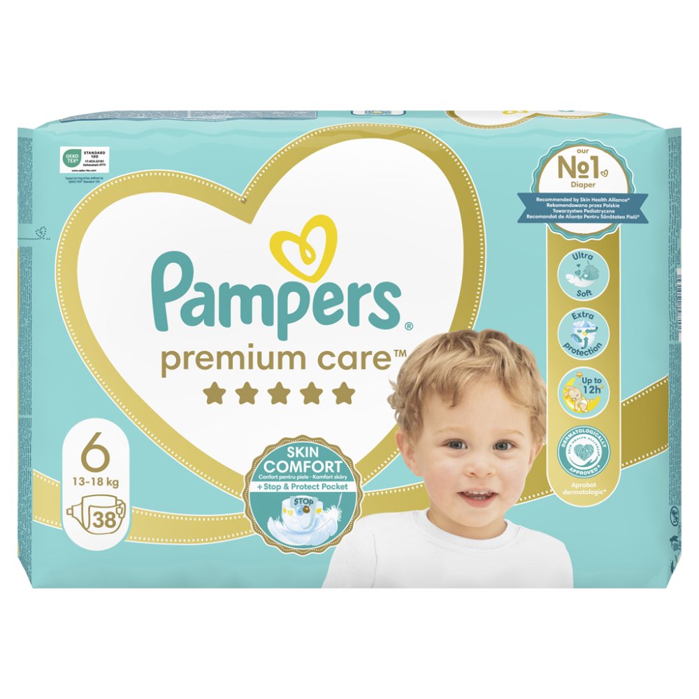 PAMPERS Premium Care Couches Jetables 6 (13 Kg+) 38 Pièces