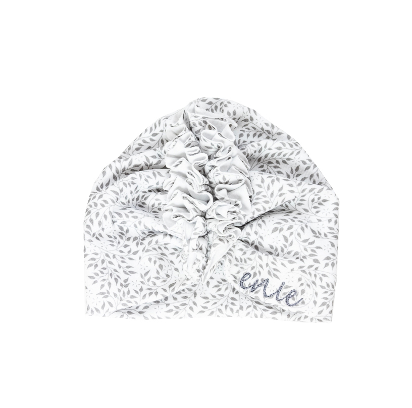 ENIE BABY Kinder tulbandmuts Grey Leaves Uni 12-16m
