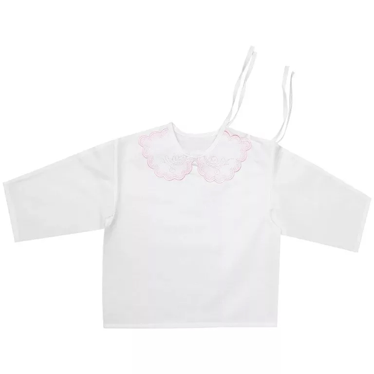 Camicia da battesimo RICHELIEU con colletto. Taglia classica in cotone rosa. 56