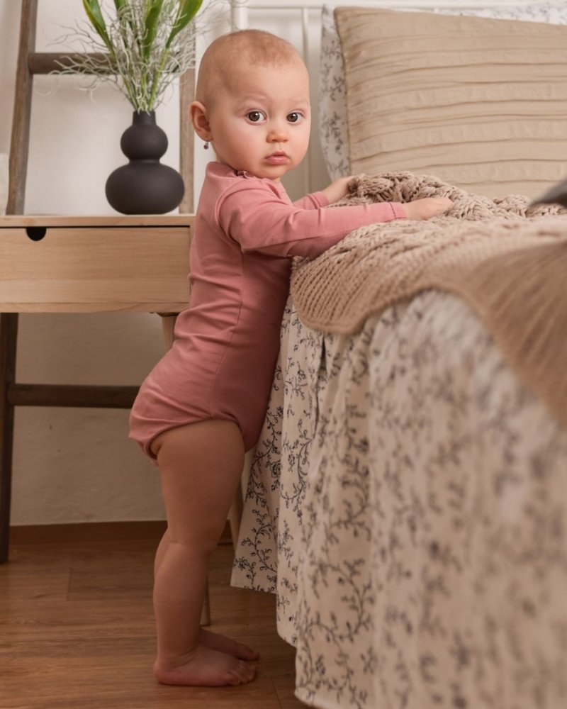 Kinder-Langarmbody, altrosa 56