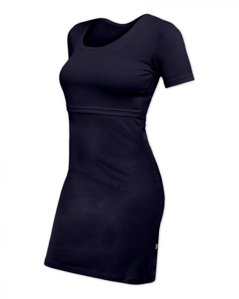 Robe d'allaitement ELENA, manches courtes, bleu foncé XS/S – Image 4