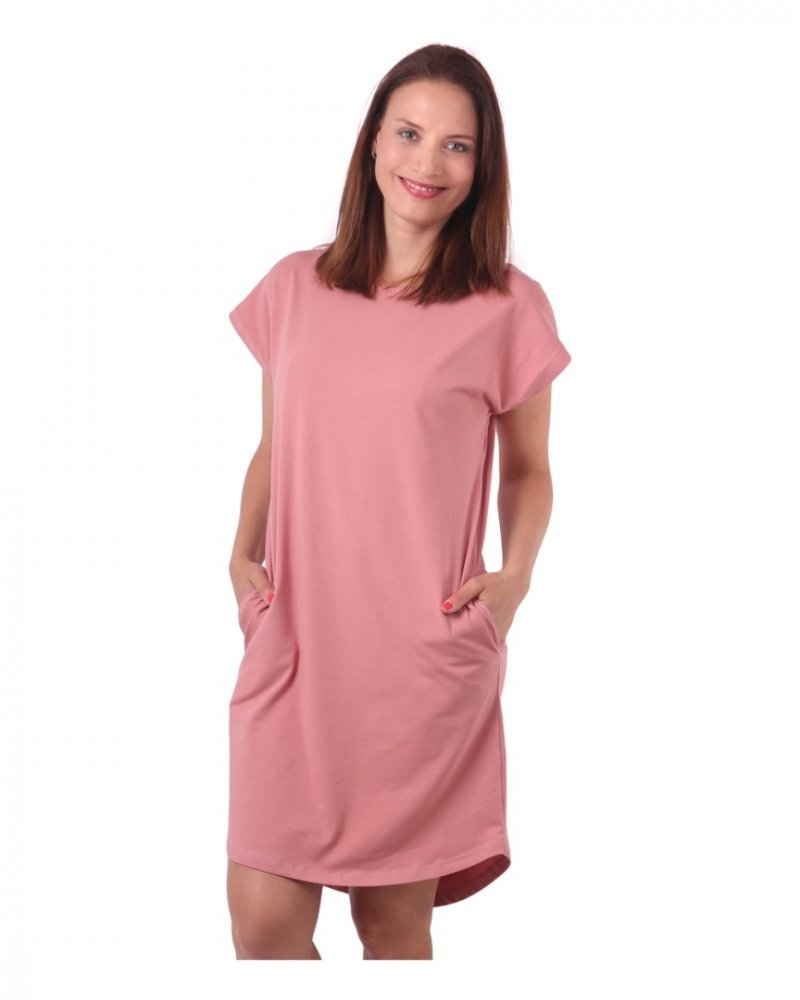 Damen-Kleid Zoe mit Taschen, lockere Passform, altrosa L/XL