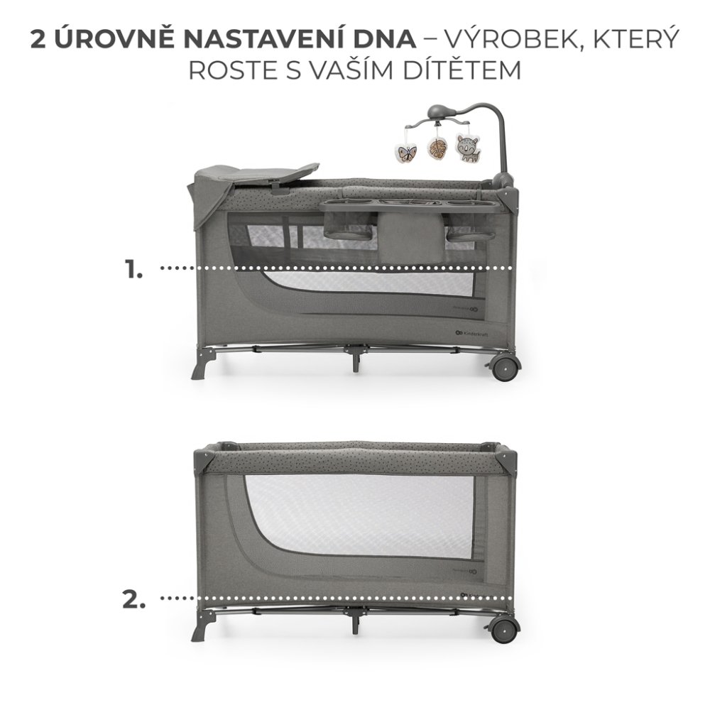 KINDERKRAFT Lettino da viaggio Joy 2 con accessori Dark grey - immagine 5