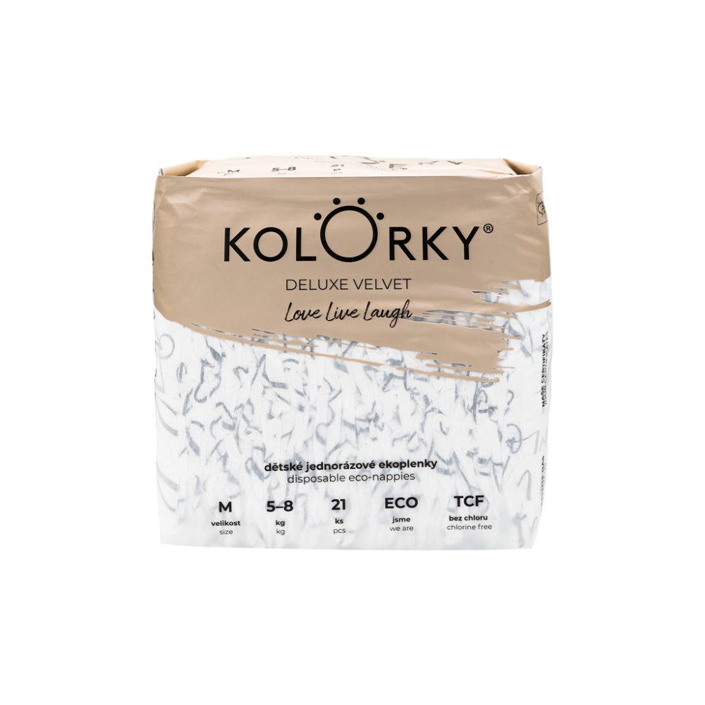 KOLORKY DELUXE VELVET Couches jetables écologiques avec surface en velours M (5-8 kg) 168 pièces - APPROVISIONNEMENT MENSUEL – Image 3