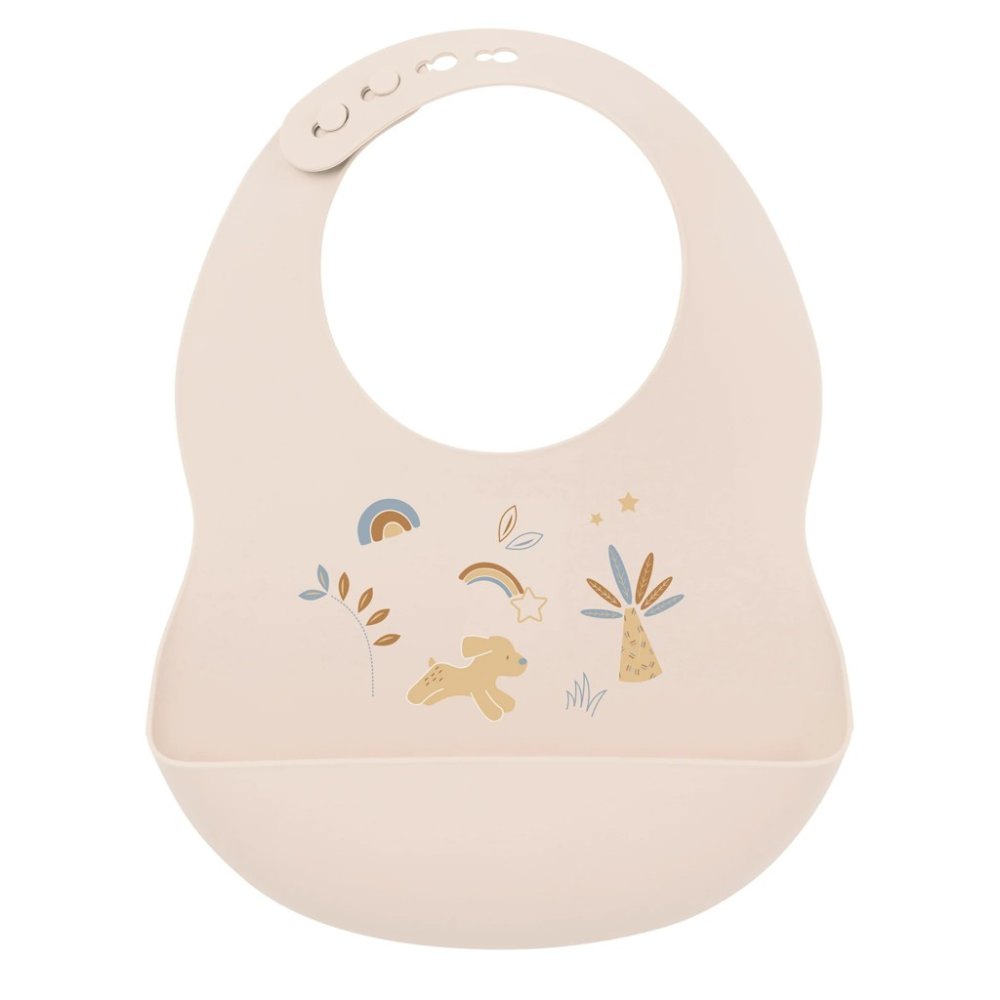 NATTOU Bavaglino in silicone con chiusura beige senza BPA