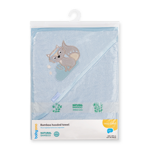 BABYONO Asciugamano con cappuccio Bamboo blu 100x100 cm - immagine 3