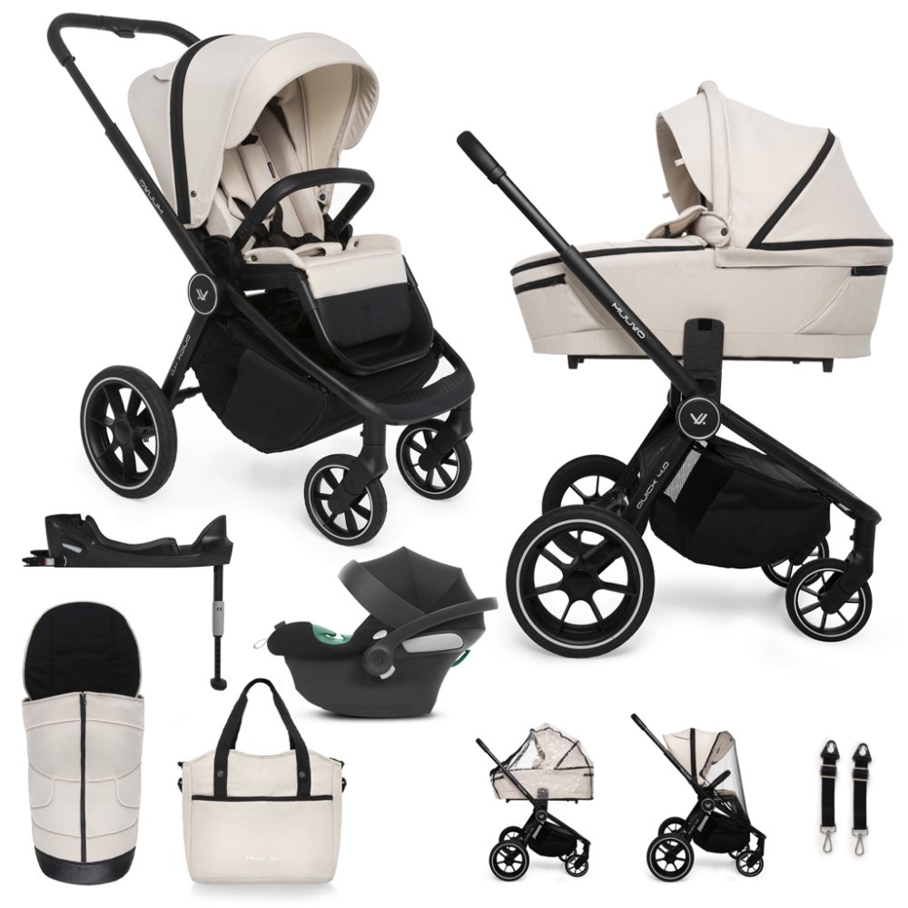 MUUVO SET Wózek 4w1 Quick 4.0 Desert sand set + CYBEX Aton B2 i-Size + baza