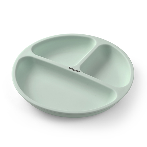BABYONO Silikonteller mit Saugnapf – Salbei 6m+ – Bild 6