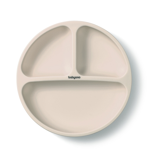 BABYONO Assiette en silicone avec ventouse - beige 6m+