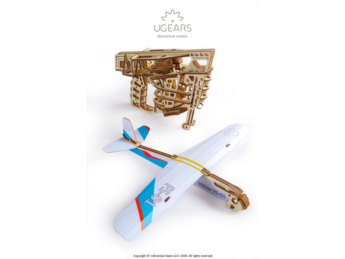 Puzzle 3D en bois mécanique Ugears Avion lanceur