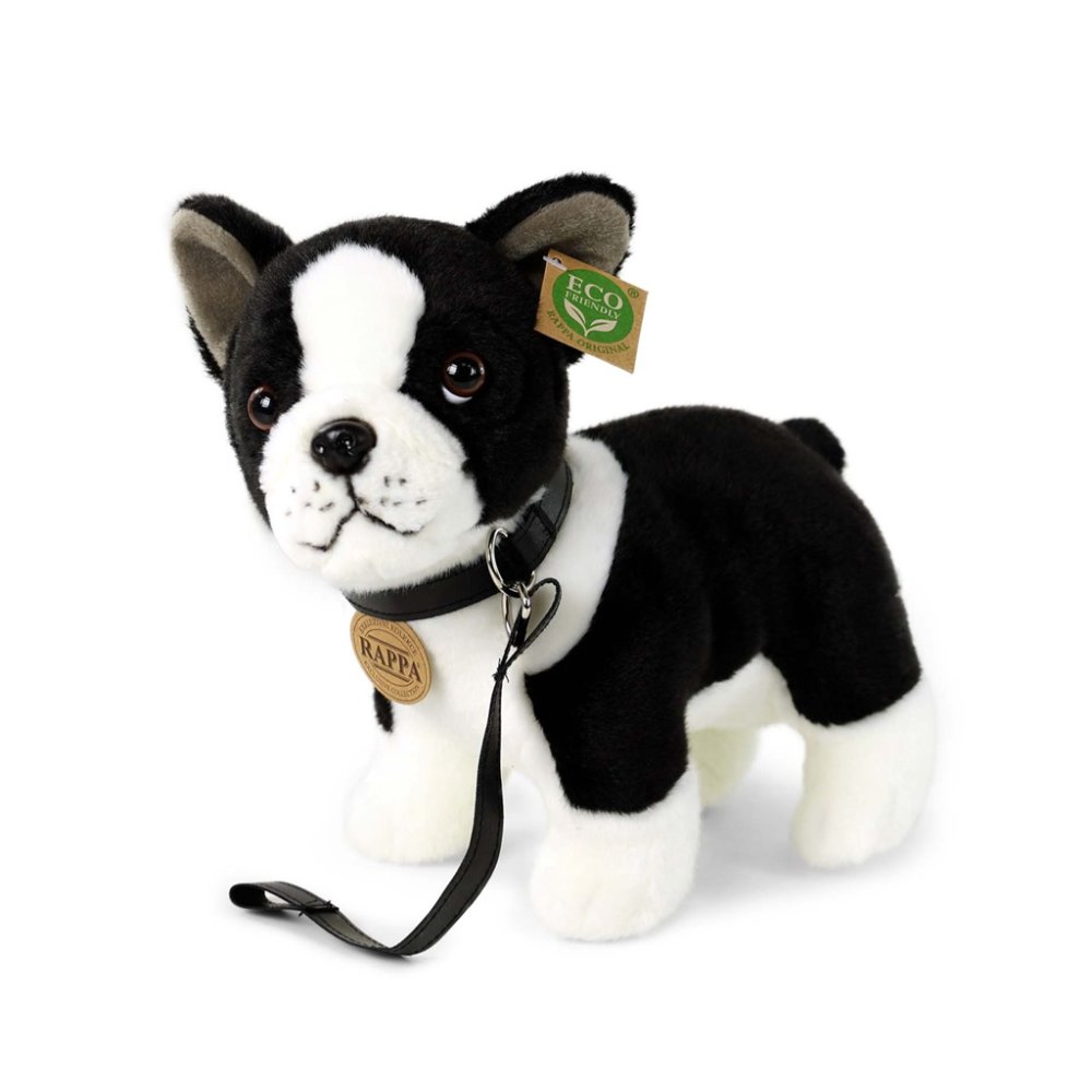 Rappa Peluche cane bulldog francese con guinzaglio in piedi 23 cm ECO-FRIENDLY