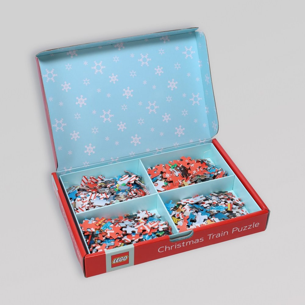 Chronicle Books Puzzle LEGO® Świąteczny pociąg z puzzli 4x100 elementów - obrazek 3