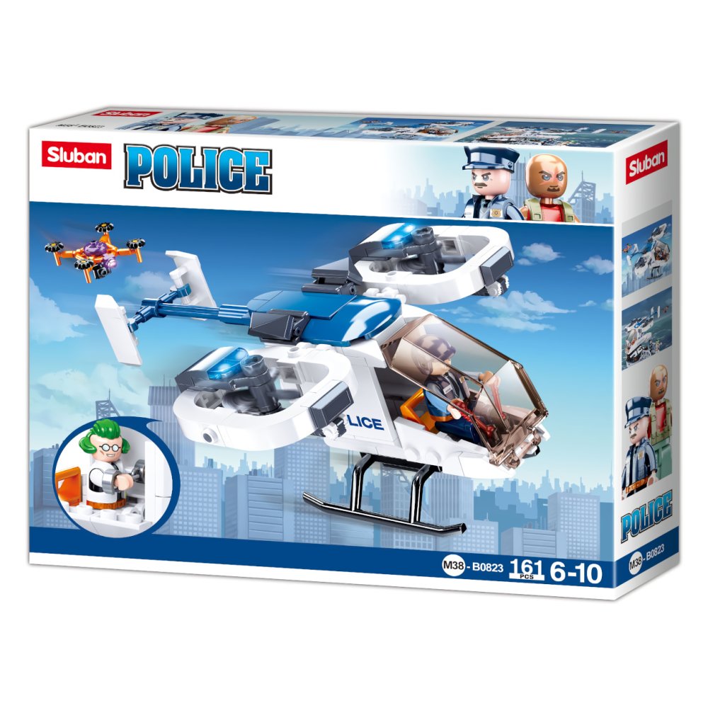 Sluban Polizia M38-B0823 Elicottero della polizia con drone per il trasporto di prigionieri - immagine 4